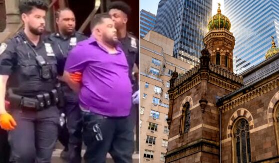 New York police arrested Larry Montes, 46, of the Bronx in connection with the attack in Manhattan’s Central Synagogue.