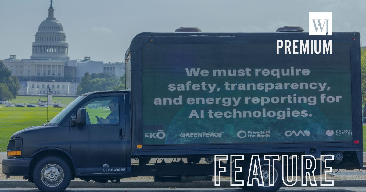 A mobile billboard warning of the dangers of artificial intelligence is seen near the U.S. Capitol in Washington, D.C., in a file photo dated Sept.12, 2023.