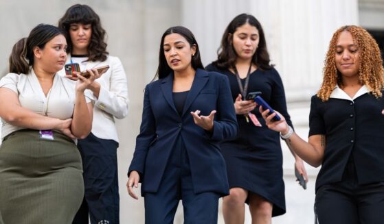 Rep. Alexandria Ocasio-Cortez , a New York Democrat, speaks to the media Aug. 31 outside of the U.S. Capitol in Washington, D.C.