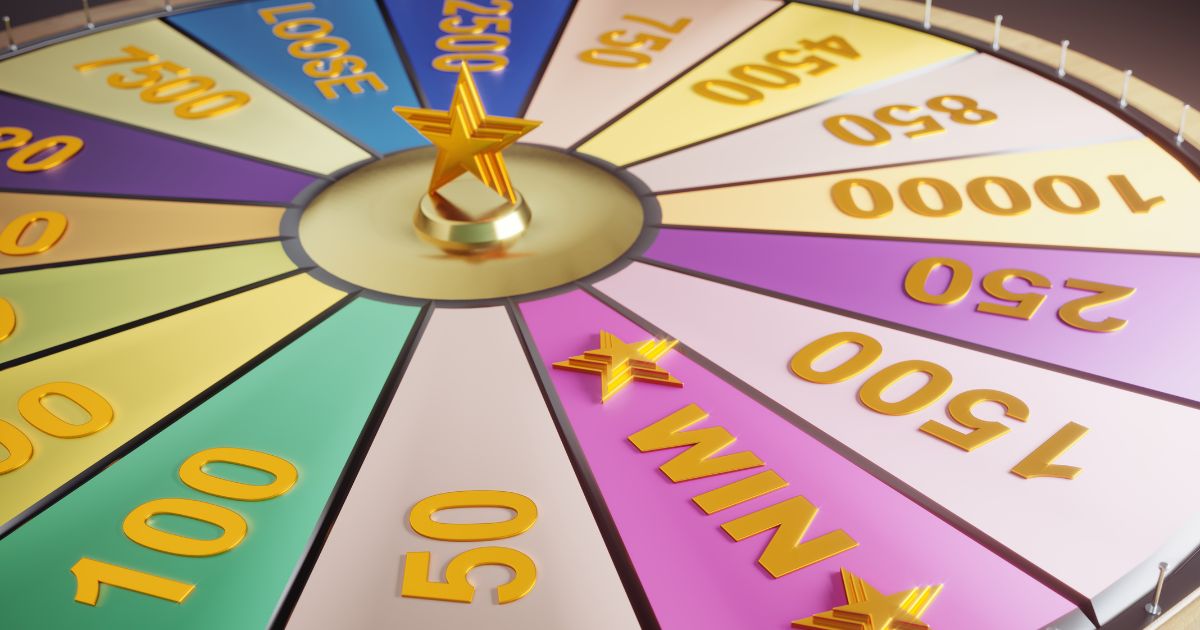 A wheel of fortune with money rewards.