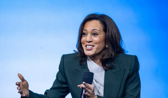 Former Vice President Kamala Harris speaks on stage during the Austrian World Summit at Hofburg Congress Center on June 16, 2026, in Vienna, Austria.