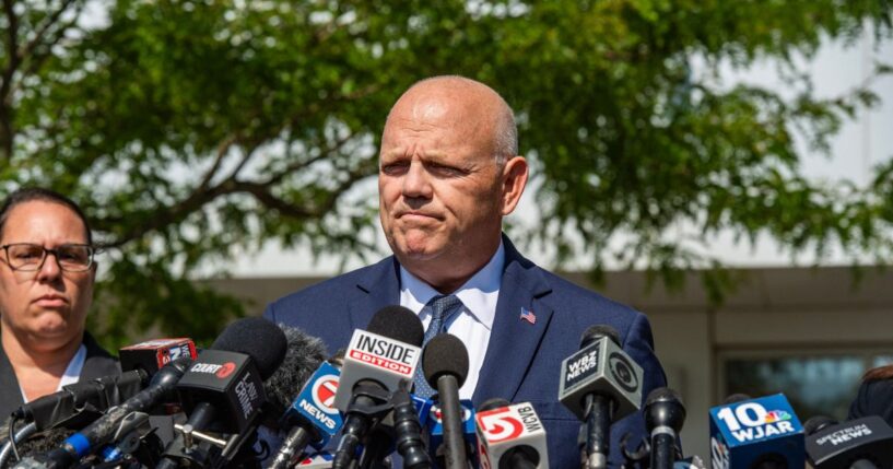 Plymouth County District Attorney Timothy Cruz speaks after a mistrial was called during Lindsay Clancy's murder trial at the Plymouth County Superior Court in Plymouth, Massachusetts, on Sept. 4, 2026.