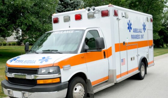 A stationary ambulance.