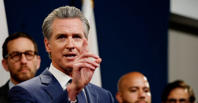 California Gov. Gavin Newsom holds a bill signing event related to redrawing the state’s congressional maps on Aug. 21, 2025, in Sacramento, California.