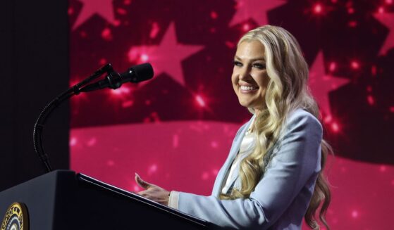 Turning Point USA CEO Erika Kirk speaks during a Turning Point USA event at the Dream City Church on April 17, 2026, in Phoenix, Arizona.