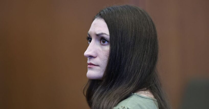 Defendant Lindsay Clancy looks toward the jury at the conclusion of Clancy's murder trial at the Plymouth County Superior Court in Plymouth, Massachusetts, on Sept. 4, 2026.