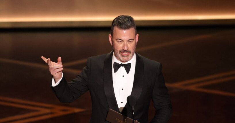 Television host Jimmy Kimmel presents the award for Best Documentary Short Film onstage during the 98th Annual Academy Awards at the Dolby Theatre in Hollywood, California, on March 15, 2026.