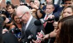 Defense attorney Kevin Reddington is surrounded by the press as he leaves the courthouse after Judge William Sullivan sent the jury home following the conclusion of deliberations for the sixth day in the trial of Lindsay Clancy at Plymouth County Superior Court on Sept. 3, 2026, in Plymouth, Massachusetts.