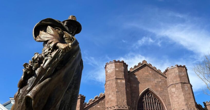 A sculpture of Roger Conant stands in the center of Salem, Massachusetts, the city he founded.