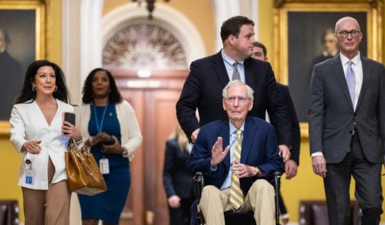 Sen. Mitch McConnell arrives for a vote at the U.S. Capitol on Sept. 14, 2026, in Washington, D.C.