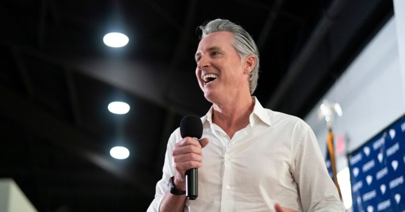 Potential 2028 presidential candidate, California Gov. Gavin Newsom, speaks during an event held by the state Democratic Party at the Clubhouse at King's Grant on Sept. 3, 2026, in Summerville, South Carolina.