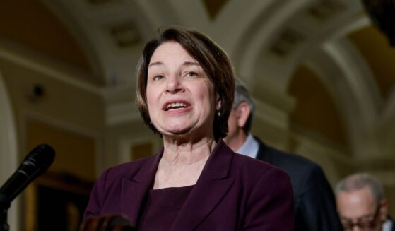 Sen. Amy Klobuchar speaks during a news conference following a weekly policy luncheon with Senate Democrats at the U.S. Capitol on May 19, 2026, in Washington, D.C.
