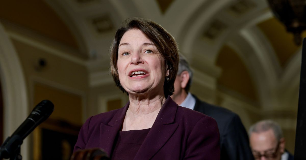Sen. Amy Klobuchar speaks during a news conference following a weekly policy luncheon with Senate Democrats at the U.S. Capitol on May 19, 2026, in Washington, D.C.