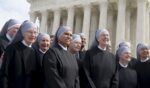 Loraine Marie Maguire, mother provincial of the Little Sisters of the Poor, stands alongside fellow nuns following oral arguments in seven cases dealing with religious organizations that want to ban contraceptives from their health insurance policies on religious grounds at the Supreme Court in Washington, D.C., on March 23, 2016.