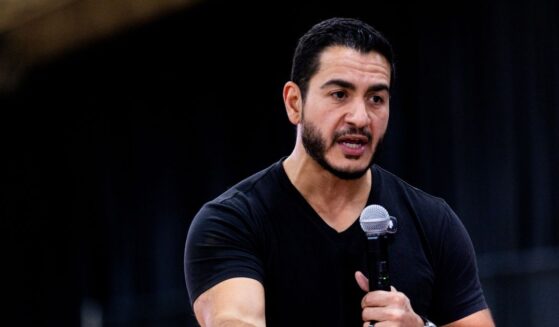 Democratic candidate for U.S. Senate Abdul El-Sayed answers questions from attendees during a town hall event, part of a series of events across Michigan focused on hearing from voters, on Sept. 3, 2026, at the Oakland Expo Center in Waterford, Michigan.