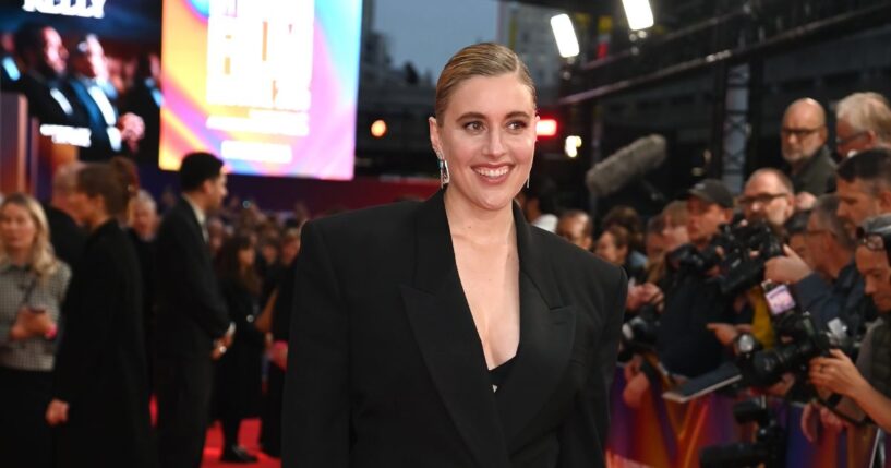 Greta Gerwig attends the Headline Gala screening of "Jay Kelly" during the 69th BFI London Film Festival at The Royal Festival Hall on Oct. 10, 2025, in London, England.
