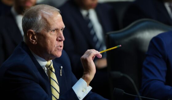 Sen. Thom Tillis speaks as members of the Senate Judiciary Committee gather to vote on the nomination of Todd Blanche to be U.S. Attorney General on Capitol Hill on Aug. 4, 2026, in Washington, D.C.