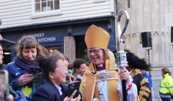 Sarah Mullally meets members of the public in Buttermarket, following the enthronement ceremony installing her as the 106th Archbishop of Canterbury at Canterbury Cathedral on March 25, 2026, in Canterbury, United Kingdom.