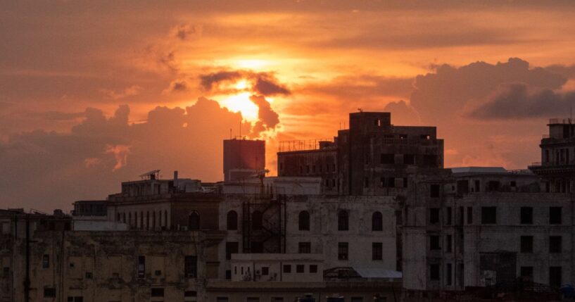The sun sets during a power outage in Havana on Sept. 18, 2026.