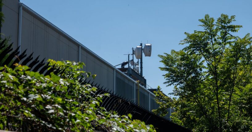 The Equinix Data Center sits blocks from Anderson Creek, a tributary of the Hackensack River, after thousands of gallons of diesel fuel spilled from the AI data center last week on Sept. 15, 2026, in Secaucus, New Jersey.