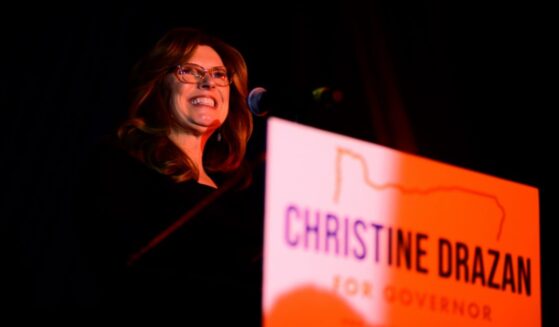 Republican gubernatorial candidate Christine Drazan speaks to supporters during an election night party on Nov. 8, 2022, in Silverton, Oregon.