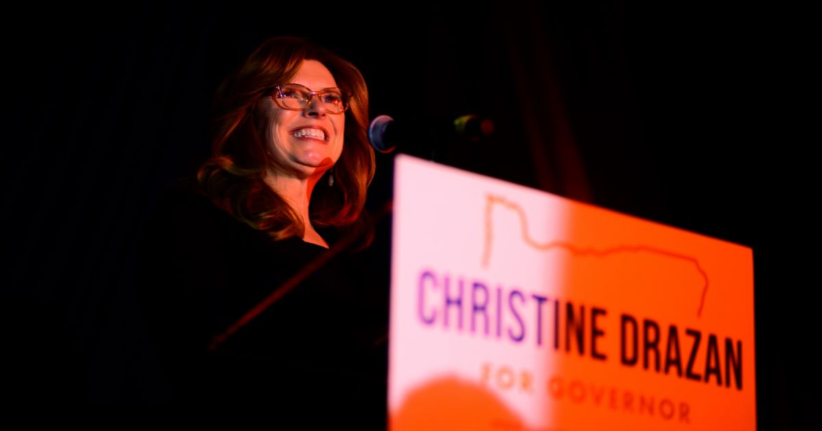 Republican gubernatorial candidate Christine Drazan speaks to supporters during an election night party on Nov. 8, 2022, in Silverton, Oregon.