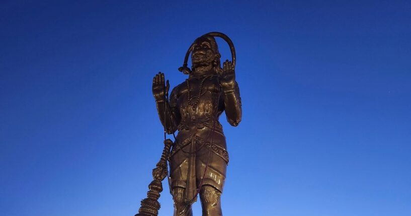 The Sri Ashtalakshmi Temple dedicated the 90-foot, 90-ton statue of Hanuman.