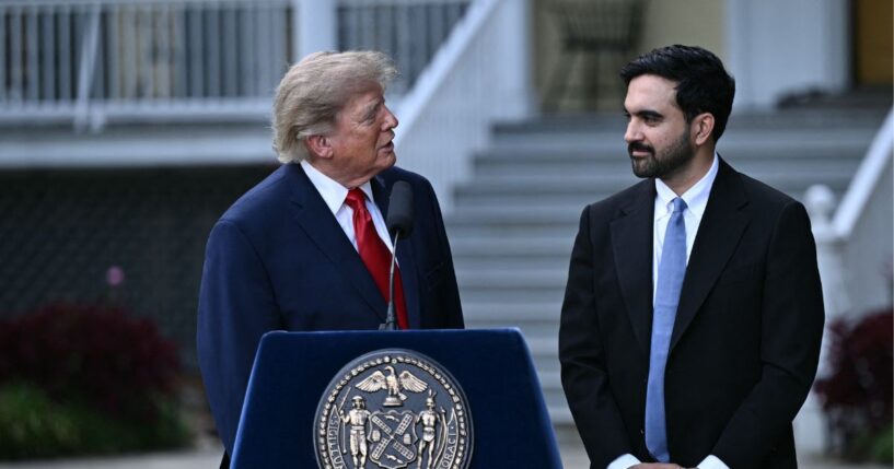President Donald Trump speaks with New York City Mayor Zohran Mamdani during a press conference at Gracie Mansion in New York, on Sept. 21, 2026.