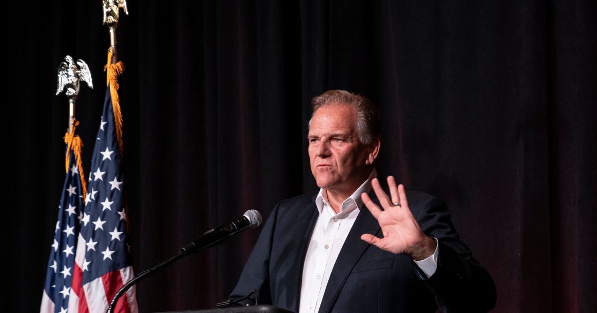 U.S. Senate candidate Mike Rogers speaks at his election watch party on Nov. 5, 2024, in Novi, Michigan.