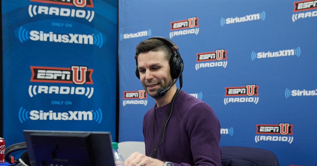 SiriusXM host Chris Spatola speaks during the NCAA Final Four radio broadcast on radio row at the Minneapolis Convention Center on April 5, 2019, in Minneapolis, Minnesota.