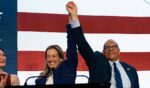 New Jersey Democratic Gov. Mikie Sherrill celebrates with Lt. Gov. Dale Caldwell after their win during an election night watch party at the Hilton East Brunswick Hotel on Nov. 4, 2025, in East Brunswick, New Jersey.