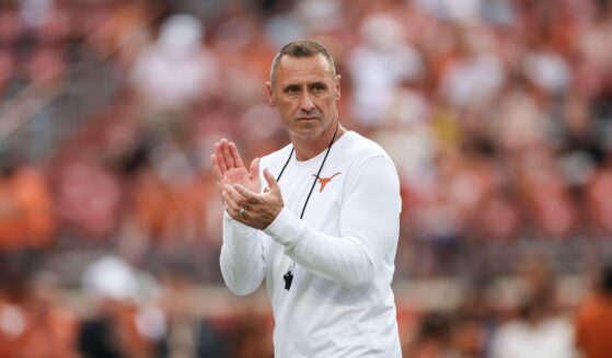 Head coach Steve Sarkisian of the Texas Longhorns walks on the field before the game against the UTSA Roadrunners at Darrell K Royal-Texas Memorial Stadium on Sept. 19, 2026, in Austin, Texas.