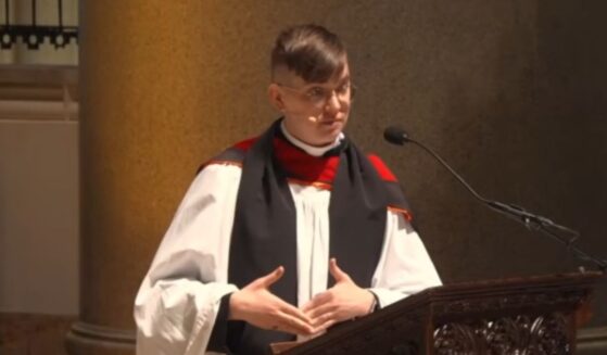 Flourish Klink, an Episcopal priestess in New York City, is seen in a Sept. 23, 2026, video posted to social media.