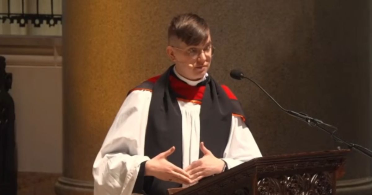 Flourish Klink, an Episcopal priestess in New York City, is seen in a Sept. 23, 2026, video posted to social media.