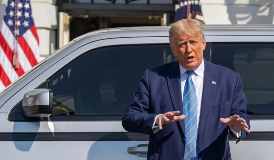 President Donald Trump talks about the new Endurance all-electric pickup truck on the south lawn of the White House on Sept. 28, 2020, in Washington, D.C.