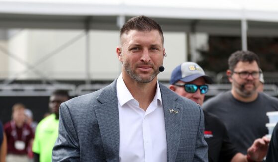 Tim Tebow of SEC Nation before the game between the Mississippi State Bulldogs and the Georgia Bulldogs at Davis Wade Stadium on Nov. 8, 2025, in Starkville, Mississippi.