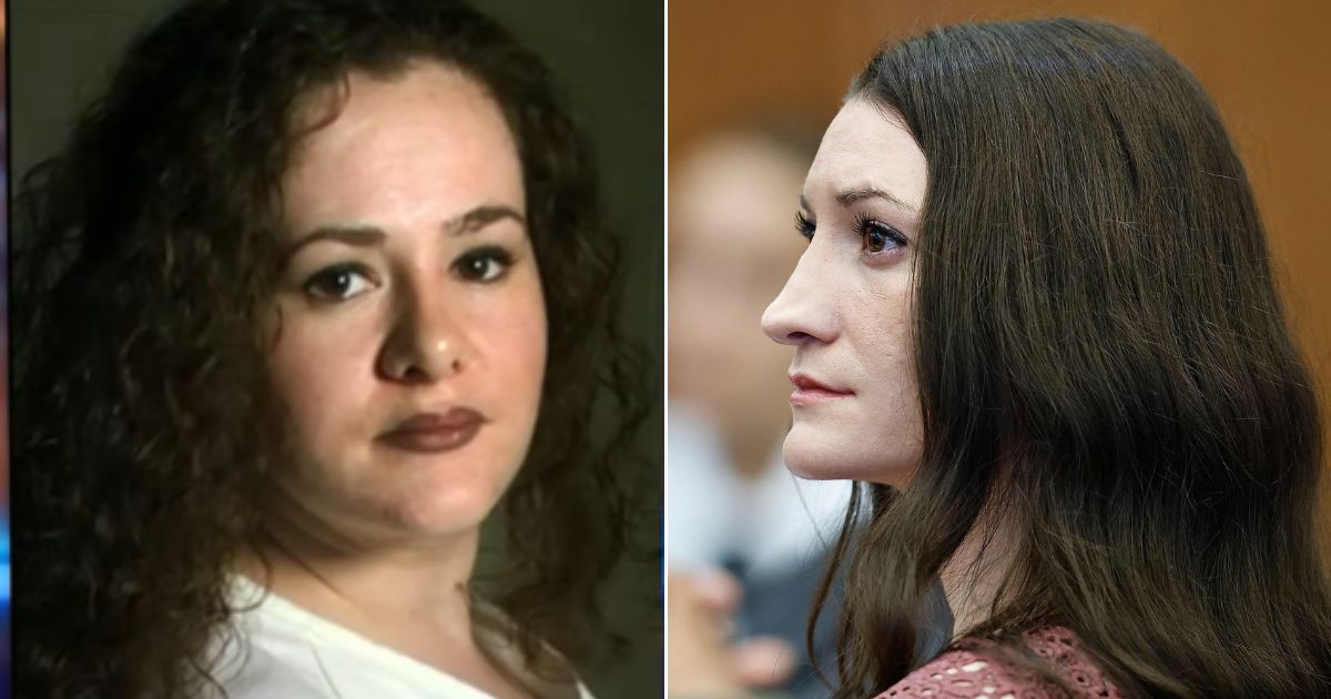 Convicted murderer Christa Pike, left, likens her case to that of Lindsay Clancy, right, who admitted to strangling her three young children but sought exoneration because she claimed she suffered from postpartum psychosis.