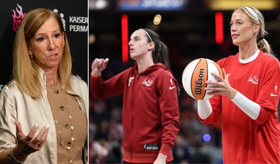 WNBA Commissioner Cathy Engelbert, left, has announced she will retire this year, just when the league is starting to gain traction with the popularity of players like Indiana Fever's Caitlin Clark and Sophie Cunningham, right.