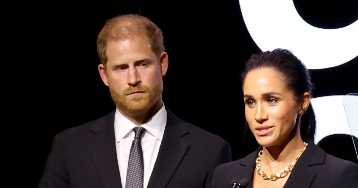 Prince Harry, Duke of Sussex, and Meghan, Duchess of Sussex, are seen in a file photo on Oct. 9, 2025, speaking at an event in New York City.