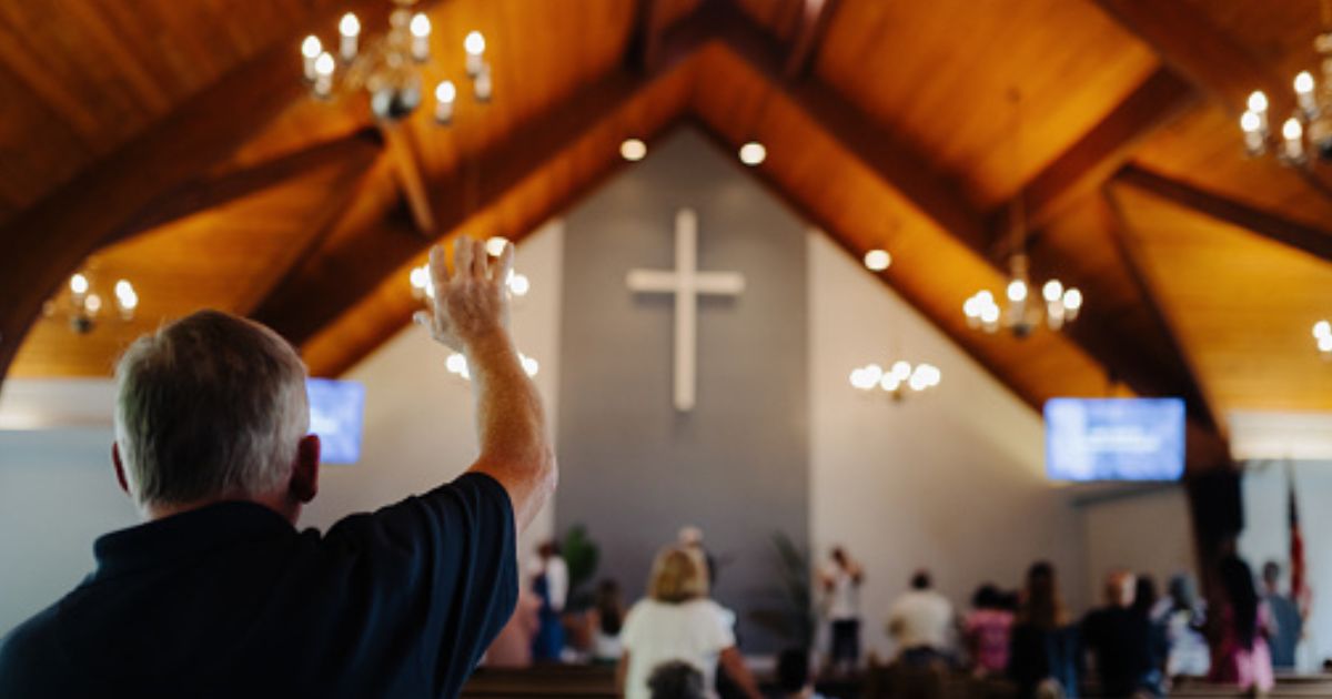People praise the Lord in a Church.