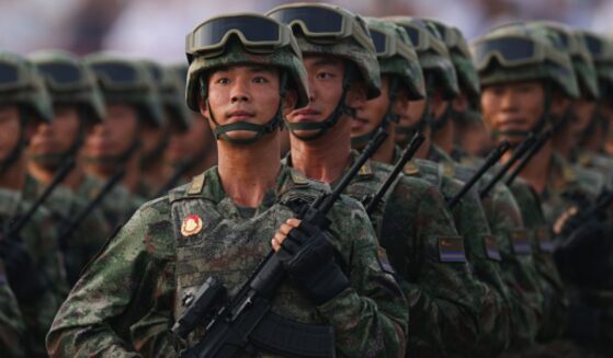 Chinese soldiers are aligned in a military formation in Beijing, China during a parade procession on September 3, 2026.