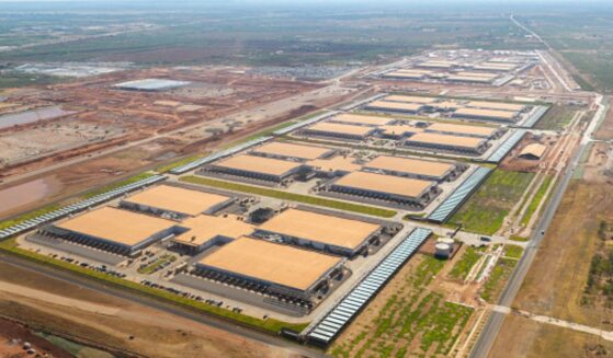 A data center for Stargate and Oracle AI spanning acres is pictured in Abilene, Texas on April 26, 2026.