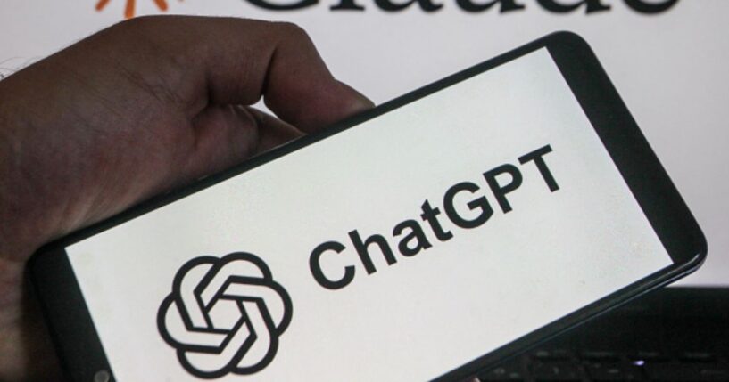 A logo for ChatGPT is displayed on a phone screen above another screen displaying the Claude logo on September 13, 2026.