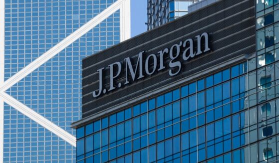 The JPMorgan logo is pictured on the side of their headquarters in New York on July 24, 2026.