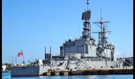 A guided missile destroyer of the Taiwan navy sits anchored in Kaohsiung Port in Kaohsiung, Taiwan on June 2, 2019.