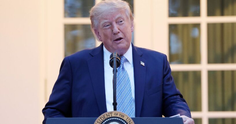 President Donald Trump speaks to reporters at a dinner in the Rose Garden of the White House on Sept. 17, 2026 in Washington.