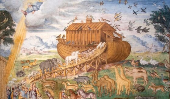 A painting of Noah's ark as seen in the church of San Maurizio al Monastero Maggiore in Italy.