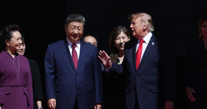 President of China Xi Jinping, First Lady of China Peng Liyuan, President Donald Trump and First Lady Melania Trump walk together outside the National Archives Museum in Washington on Sept. 25, 2026.