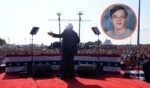 President Donald Trump speaks during a campaign rally in Butler, Pennsylvania, on July 13, 2024, shortly before would-be assassin Thomas Crooks (inset) began firing at him from a rooftop.