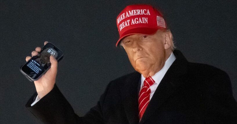 President Donald Trump, seen in a 2025 photo, sent a rapid-fire string of social media posts Monday.